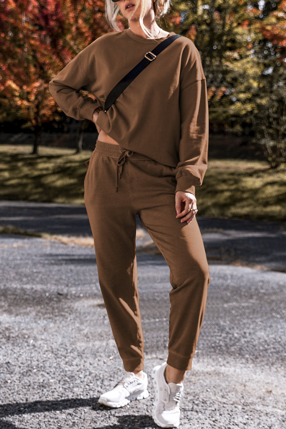 Jordyn – Black Solid Color High Low Pullover and Skinny Pants Set