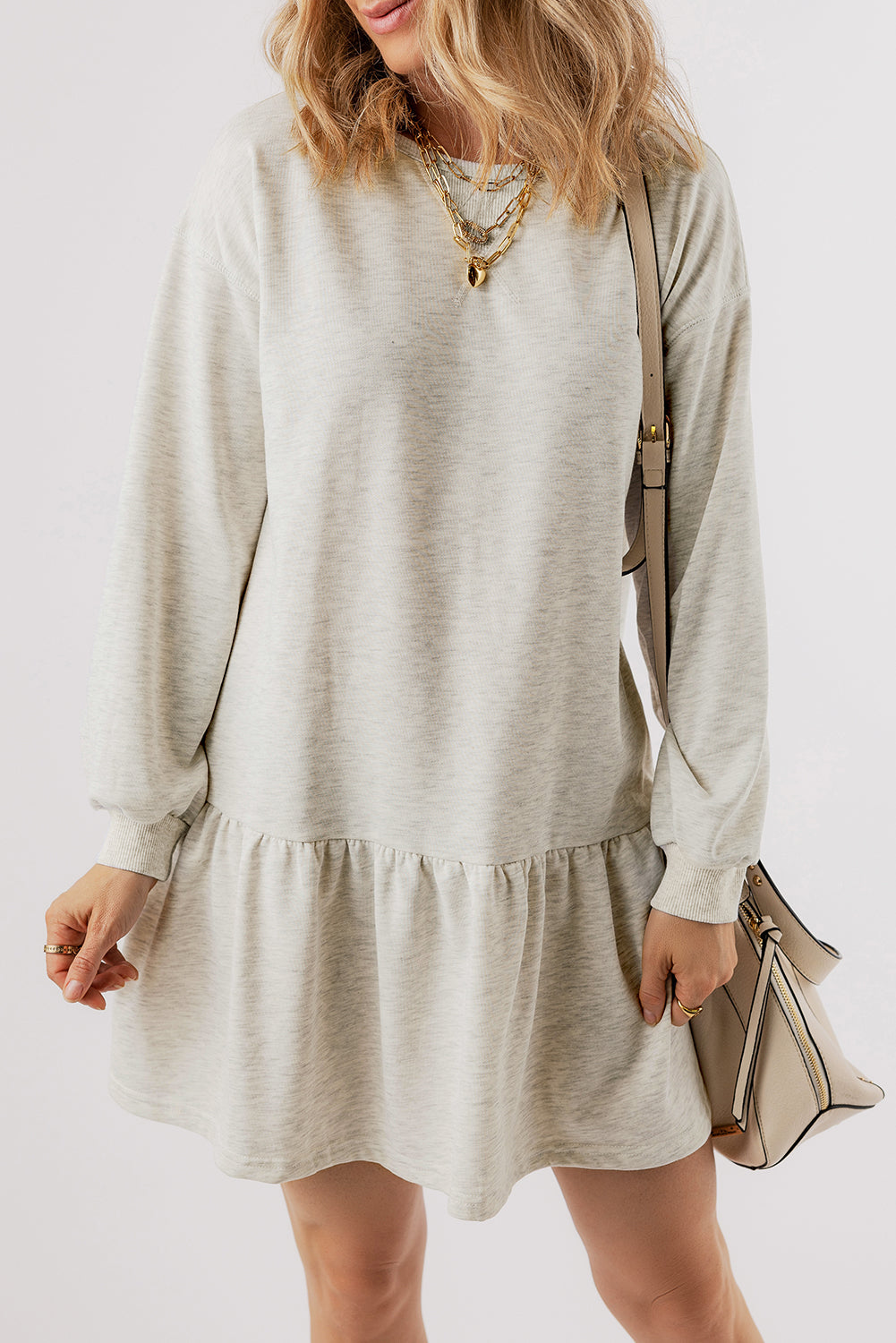 Adeline – White Puff Sleeve Mini Dress with Ruffle Hem