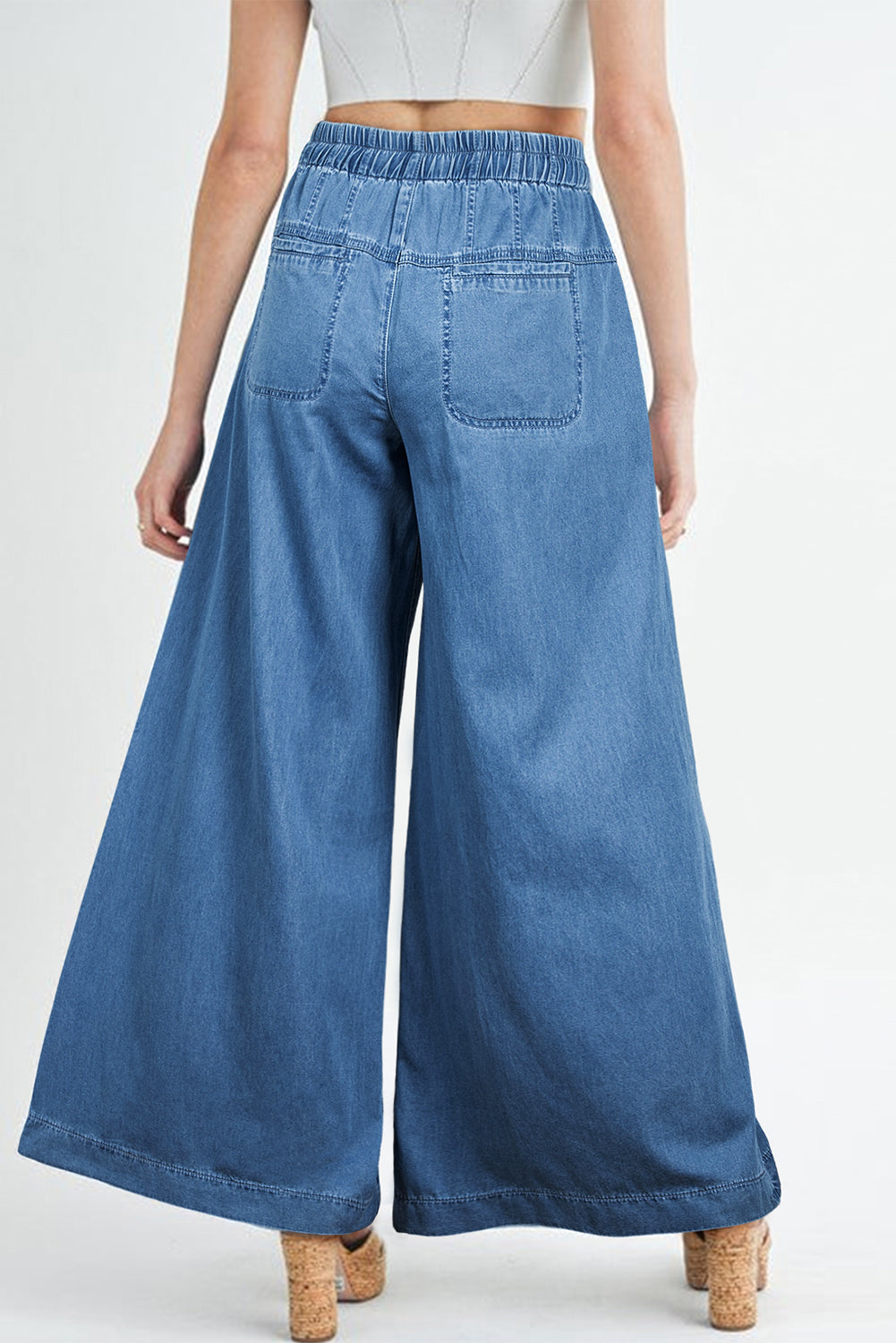 Malia – Button Fly Waist Wide Leg Jeans