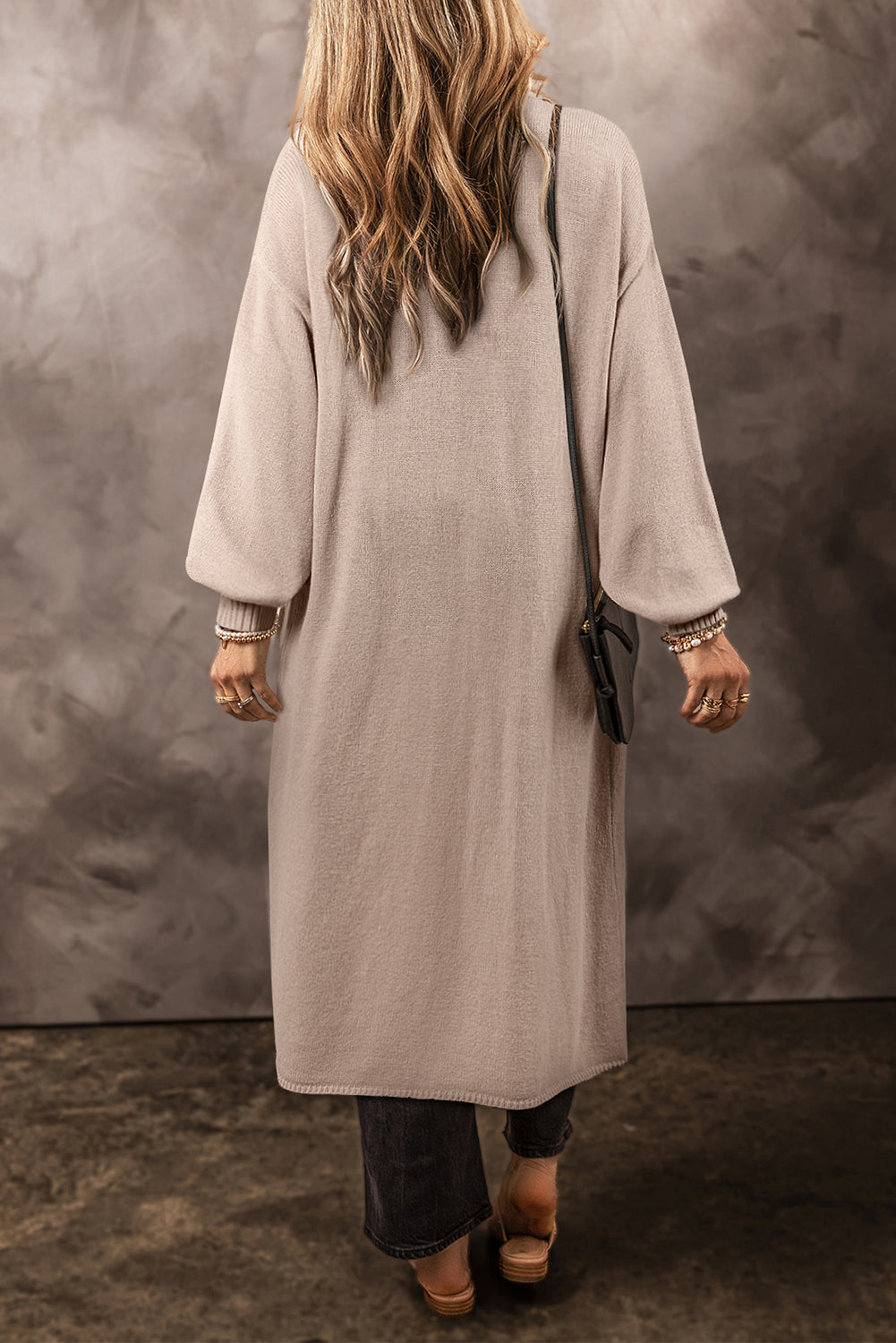 Celine – Open Front Knitted Longline Cardigan with Pockets