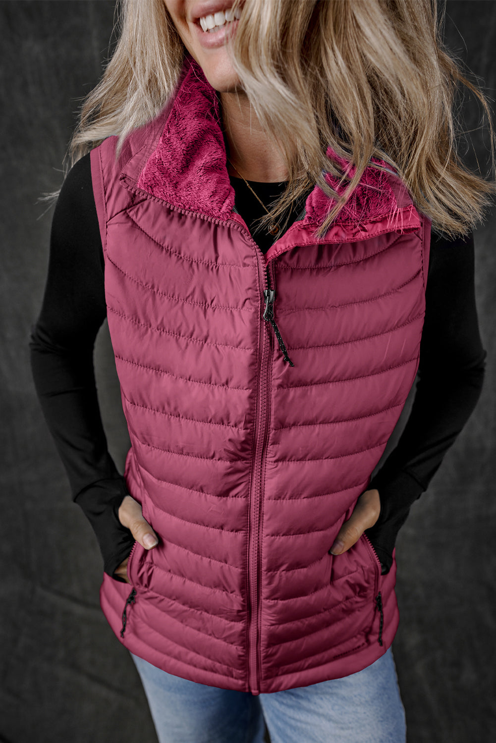 Catherine – Sleeveless Quilted Puffer Vest with Zip-Up Closure