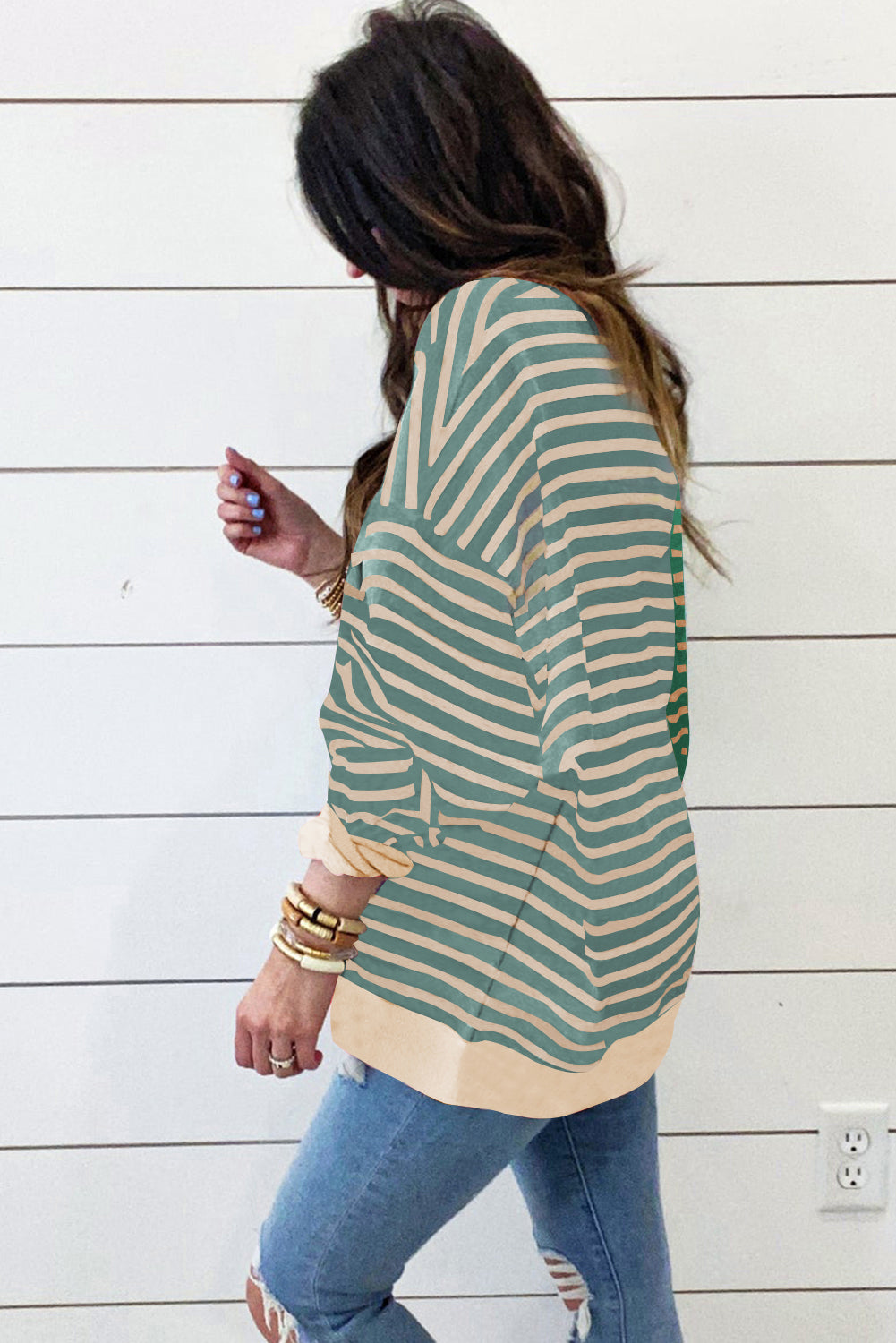 Hayden – Women's Oversized Stripe Colorblock Sweatshirt