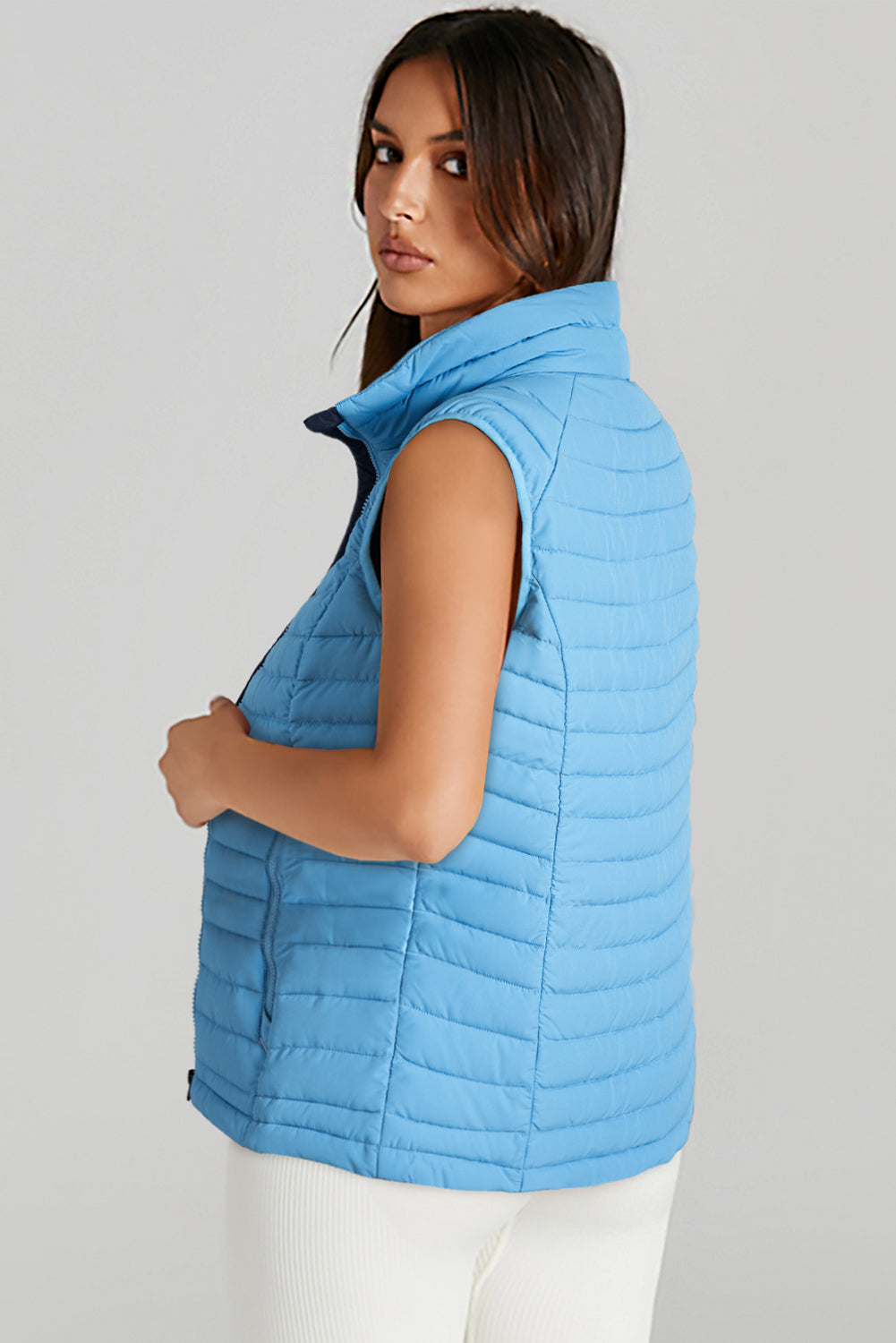 Catherine – Sleeveless Quilted Puffer Vest with Zip-Up Closure