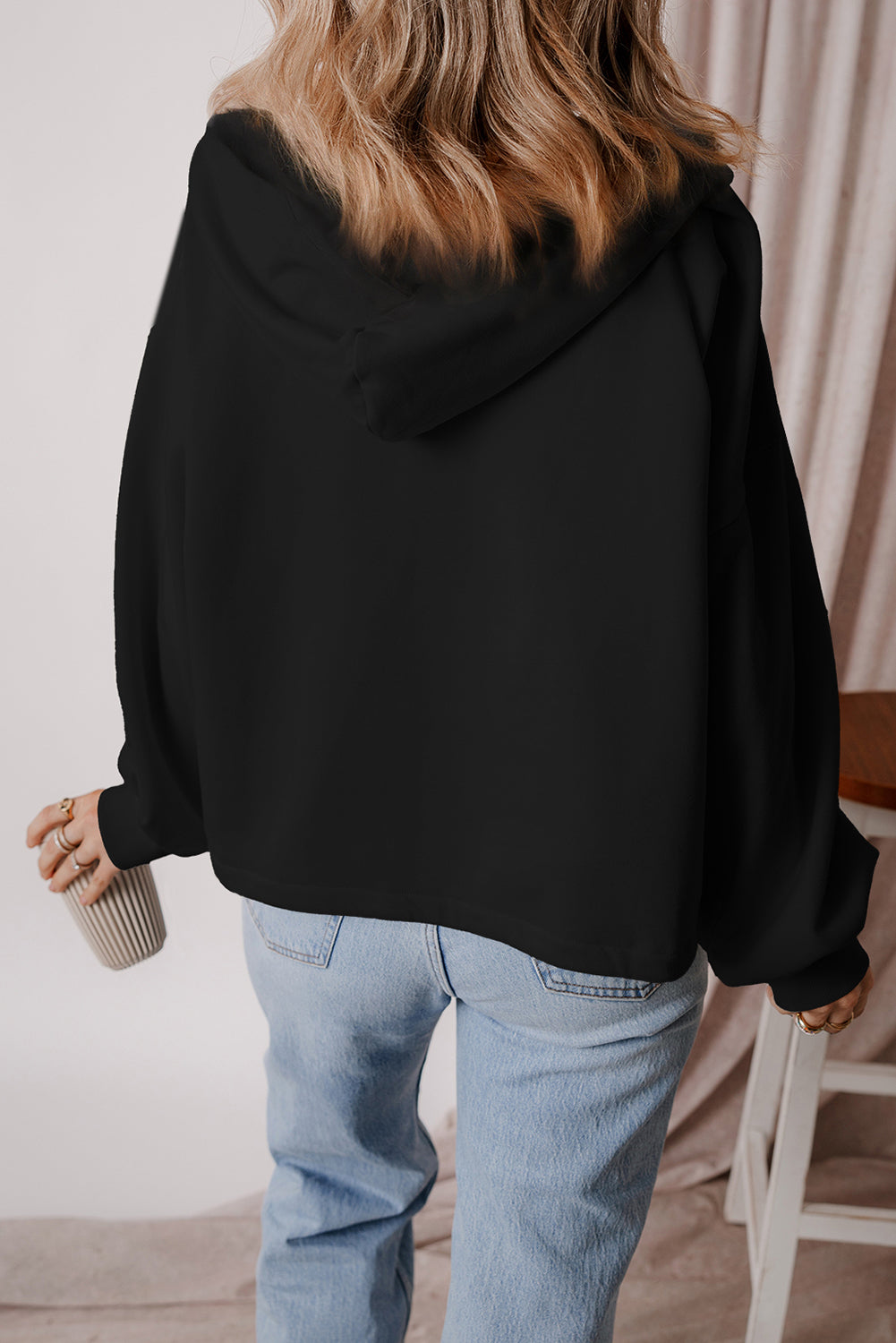 Thea – Fleece Lined Half-Zip Hoodie with Kangaroo Pocket
