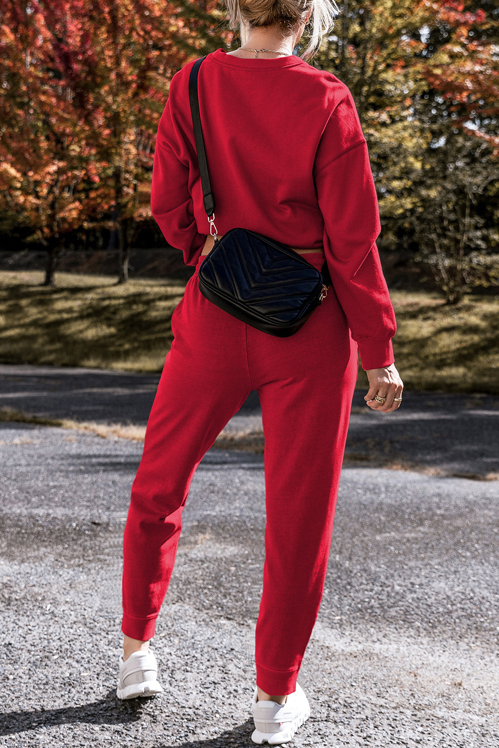 Jordyn – Black Solid Color High Low Pullover and Skinny Pants Set