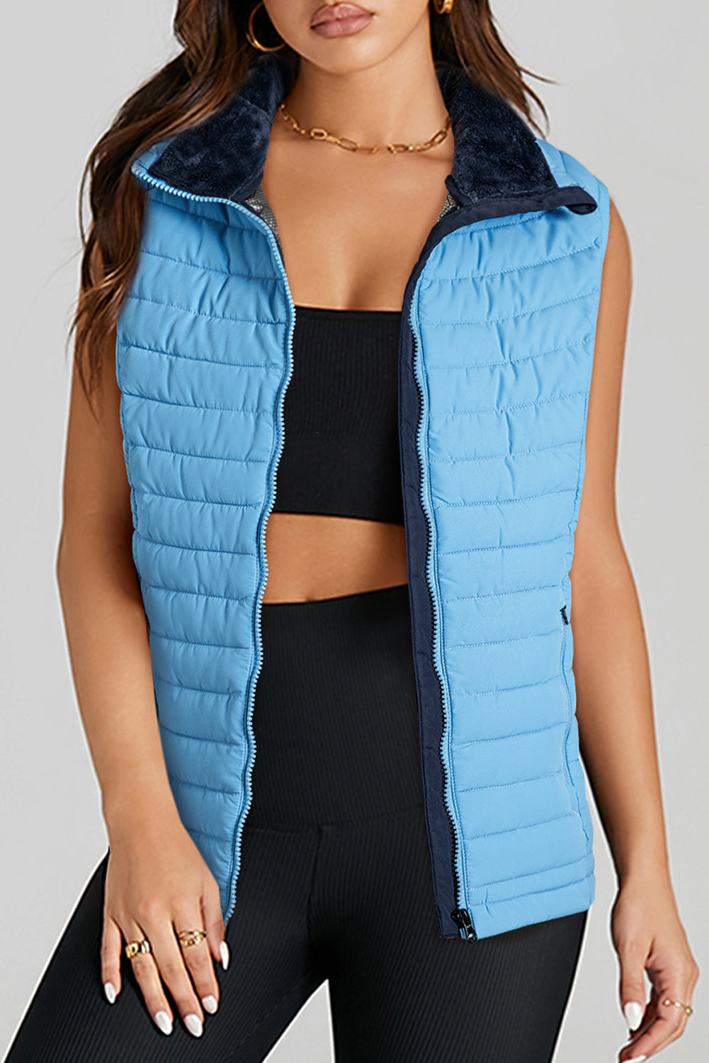 Catherine – Sleeveless Quilted Puffer Vest with Zip-Up Closure