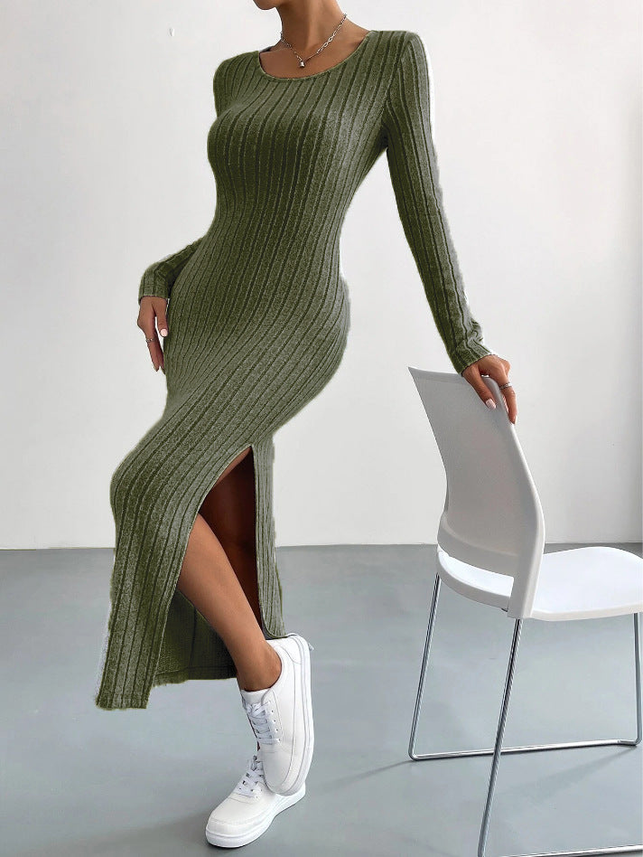 Ellie – Long Sleeve Ribbed Bodycon Maxi Dress