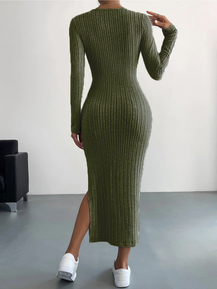Ellie – Long Sleeve Ribbed Bodycon Maxi Dress