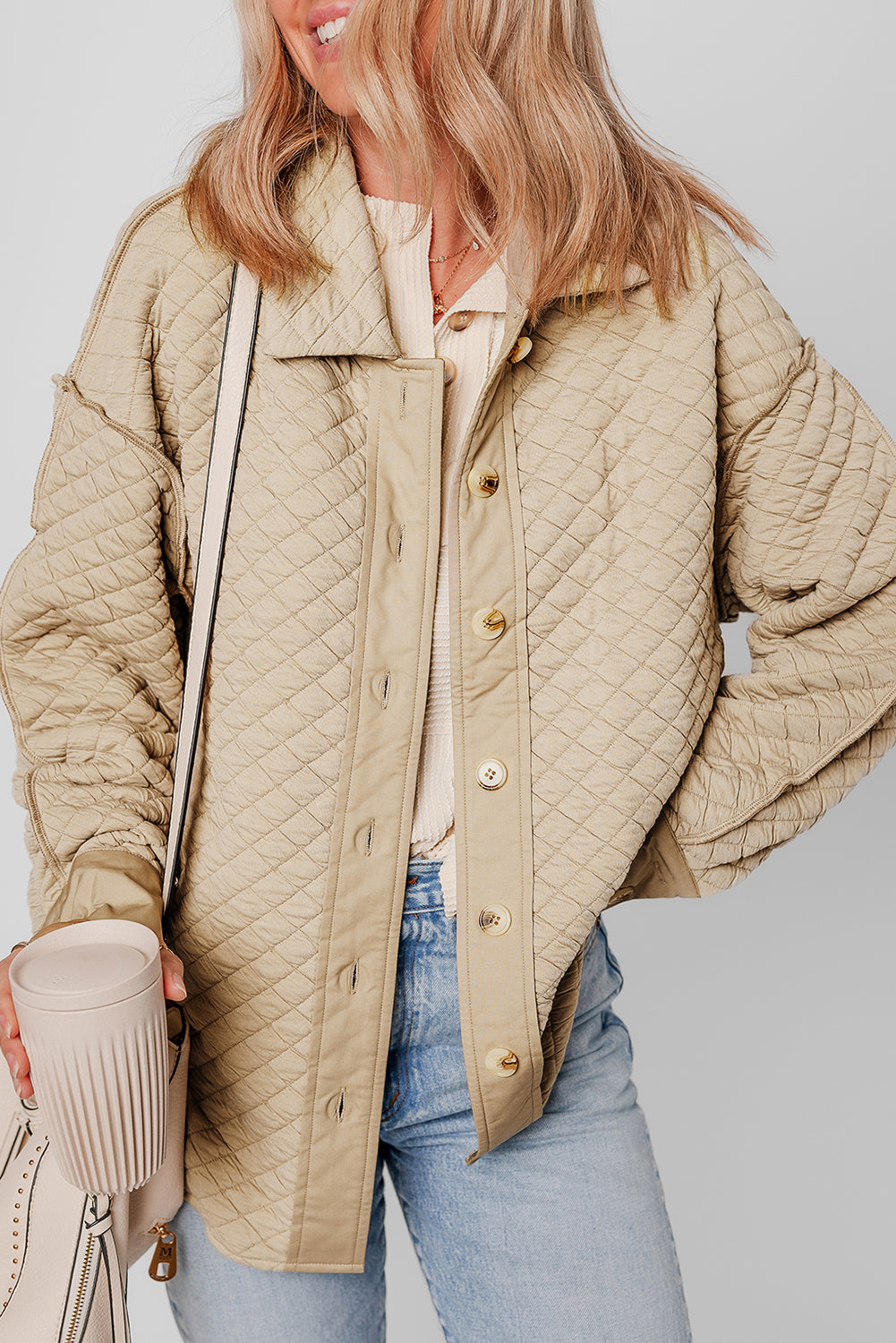 Dahlia – Jet Stream Solid Color Quilted Puffer Buttoned Shacket