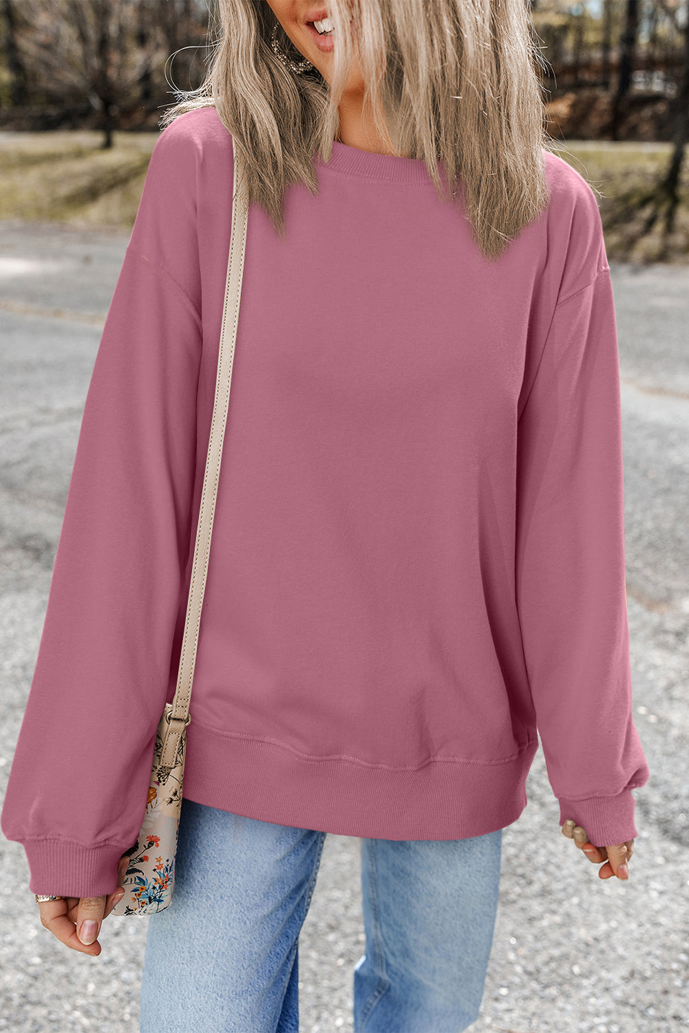 Giselle – Drop Shoulder Crewneck Pullover Sweatshirt