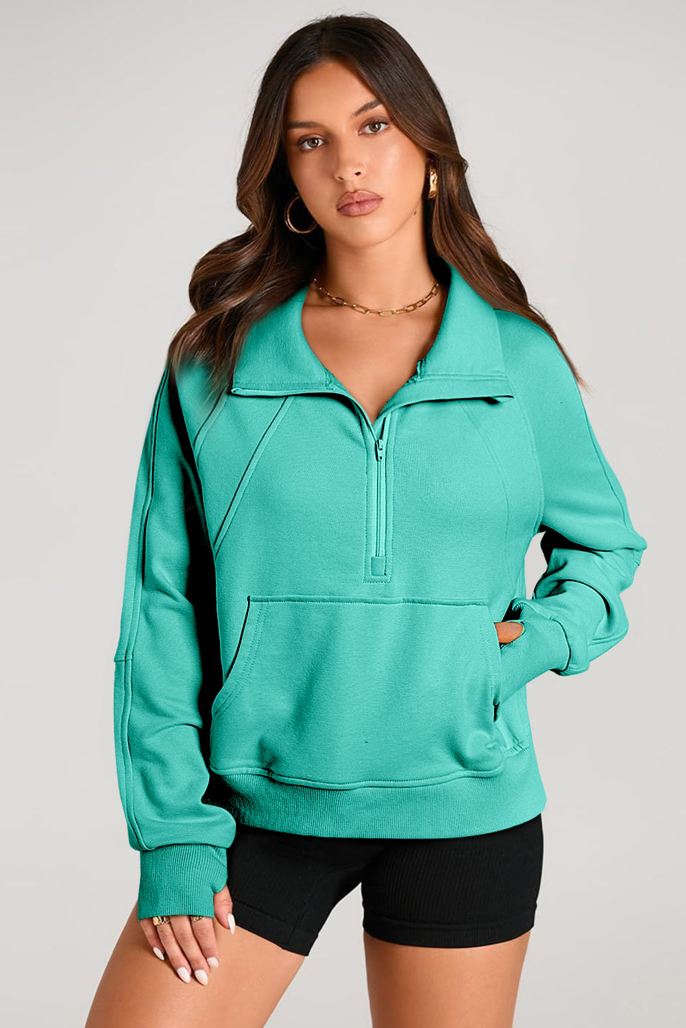 Esmeralda – Quarter Zip Stand Neck Sweatshirt