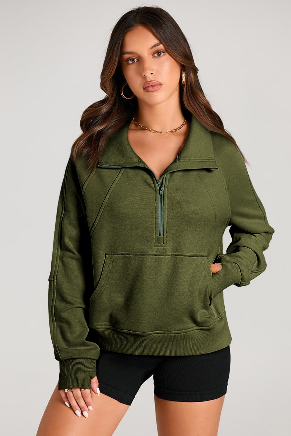 Esmeralda – Quarter Zip Stand Neck Sweatshirt