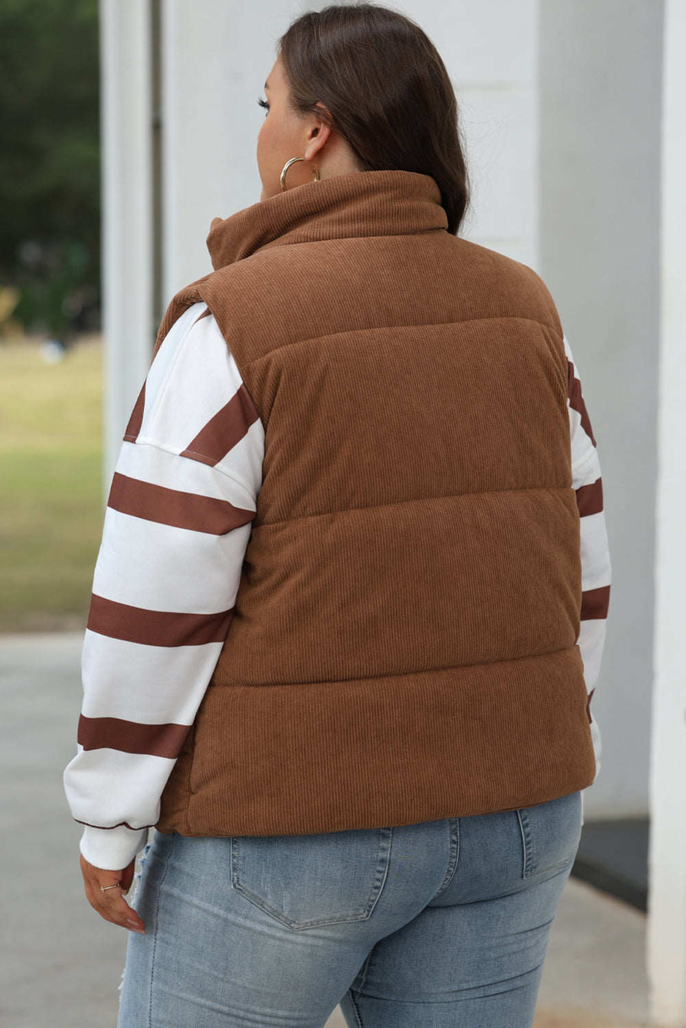 Madilyn – Women's Corduroy Zipped Stand Neck Puffer Vest