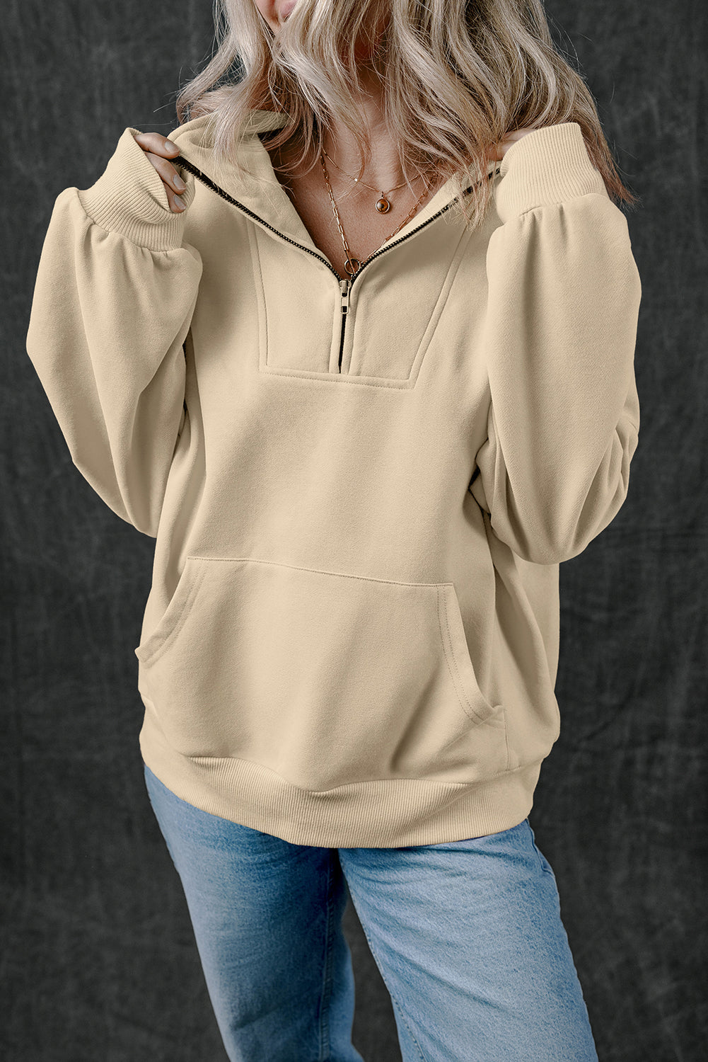 Joanna – Zip-Up Stand Neck Sweatshirt