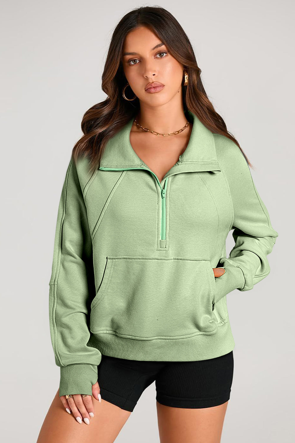 Esmeralda – Quarter Zip Stand Neck Sweatshirt