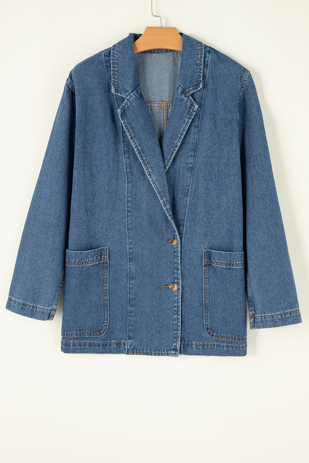 Molly – Sail Blue Denim Jacket with Side Pockets