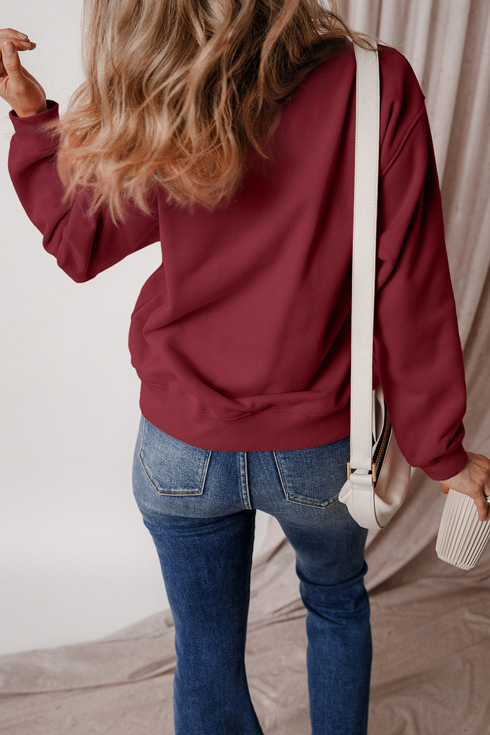 Logan – Women's Fleece Lined Burgundy Terry Sweatshirt