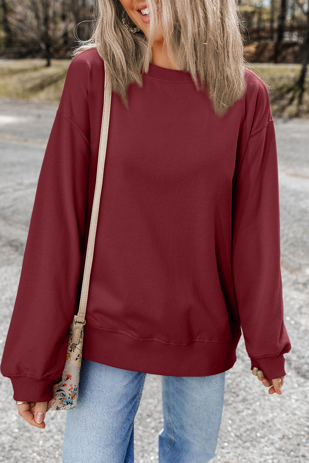 Giselle – Drop Shoulder Crewneck Pullover Sweatshirt