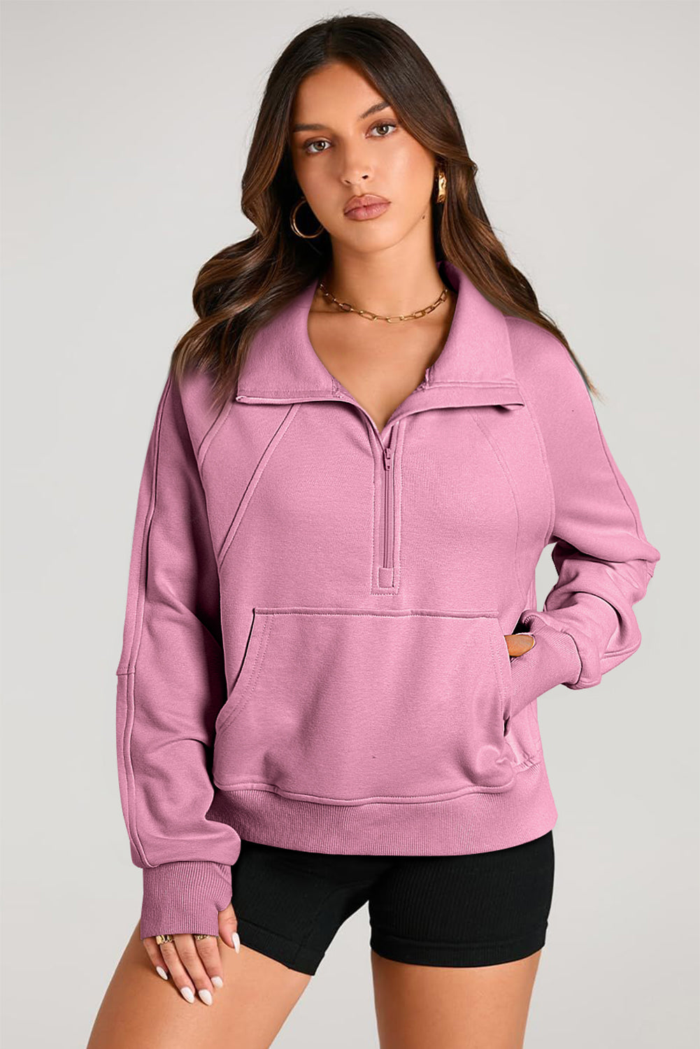 Esmeralda – Quarter Zip Stand Neck Sweatshirt