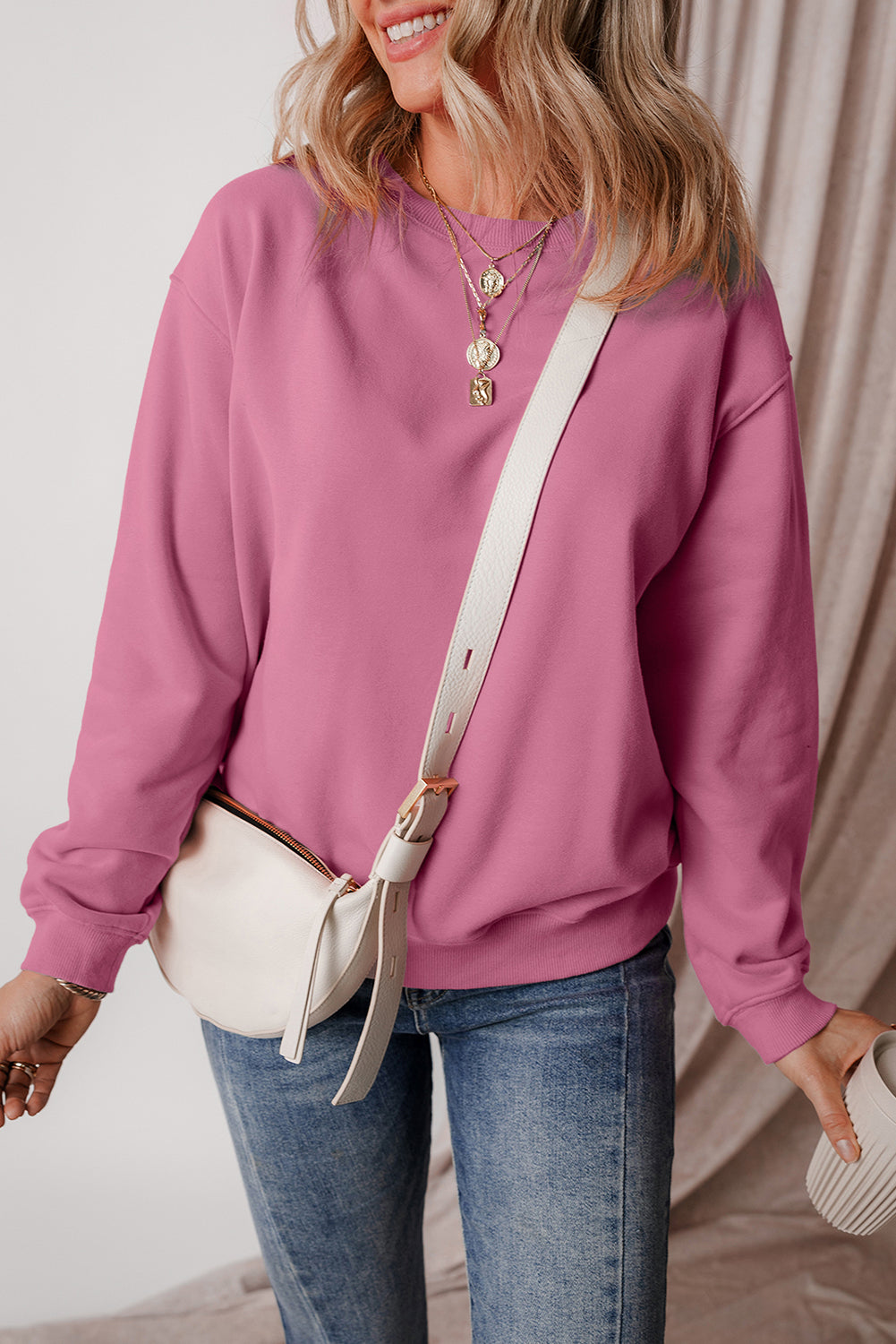 Logan – Women's Fleece Lined Burgundy Terry Sweatshirt