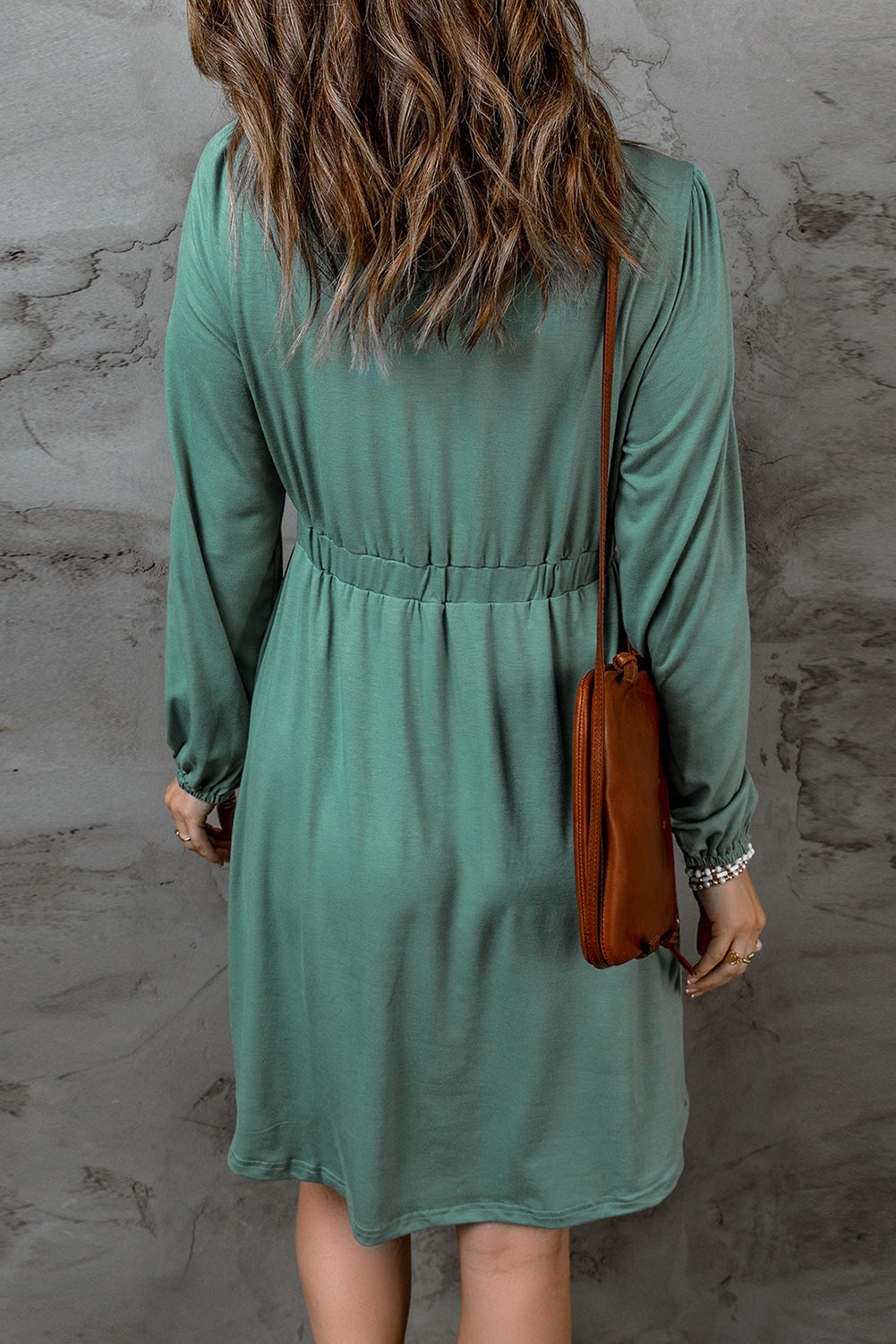 Sawyer – Women's Casual Long Sleeve Button-Up High Waist Dress