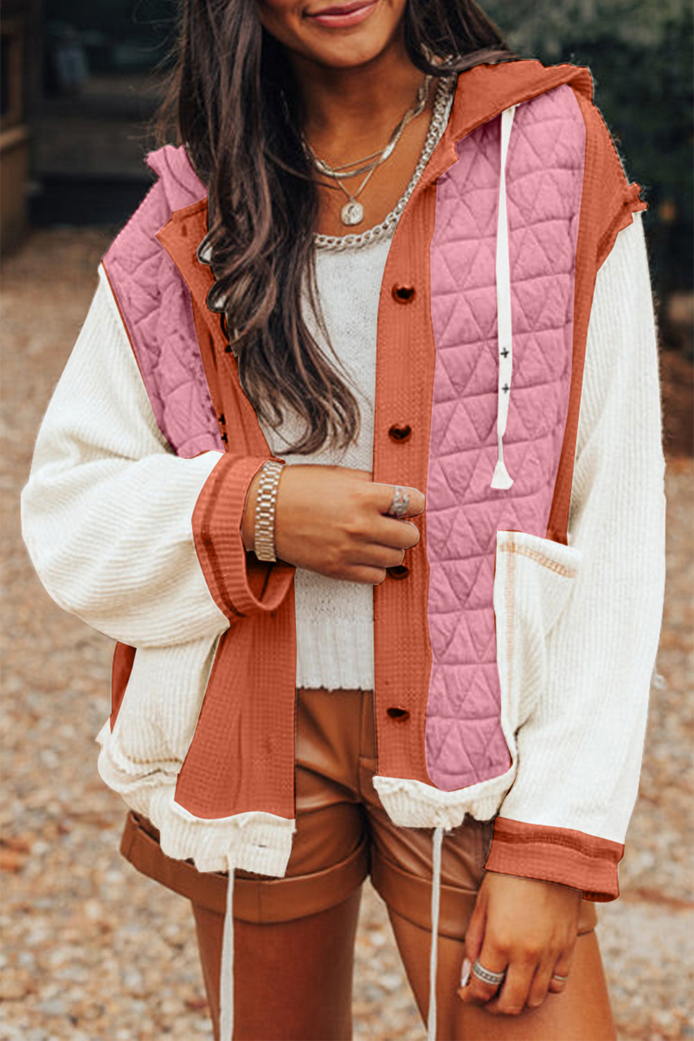 Elianna – Quilted Patchwork Loose Fit Hooded Jacket