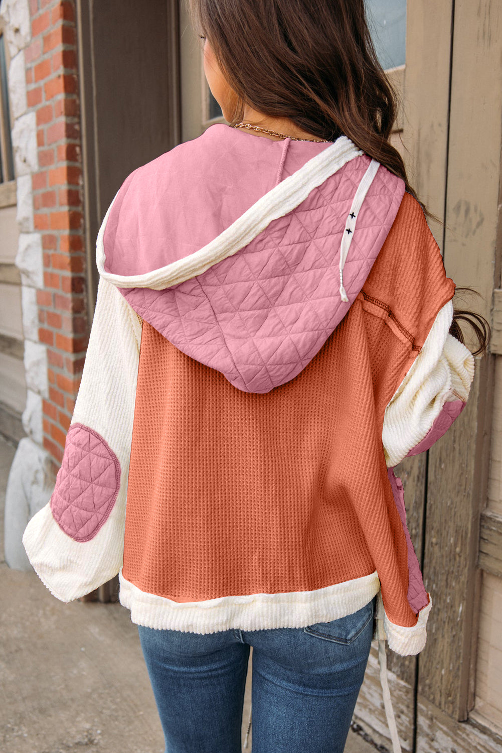 Elianna – Quilted Patchwork Loose Fit Hooded Jacket