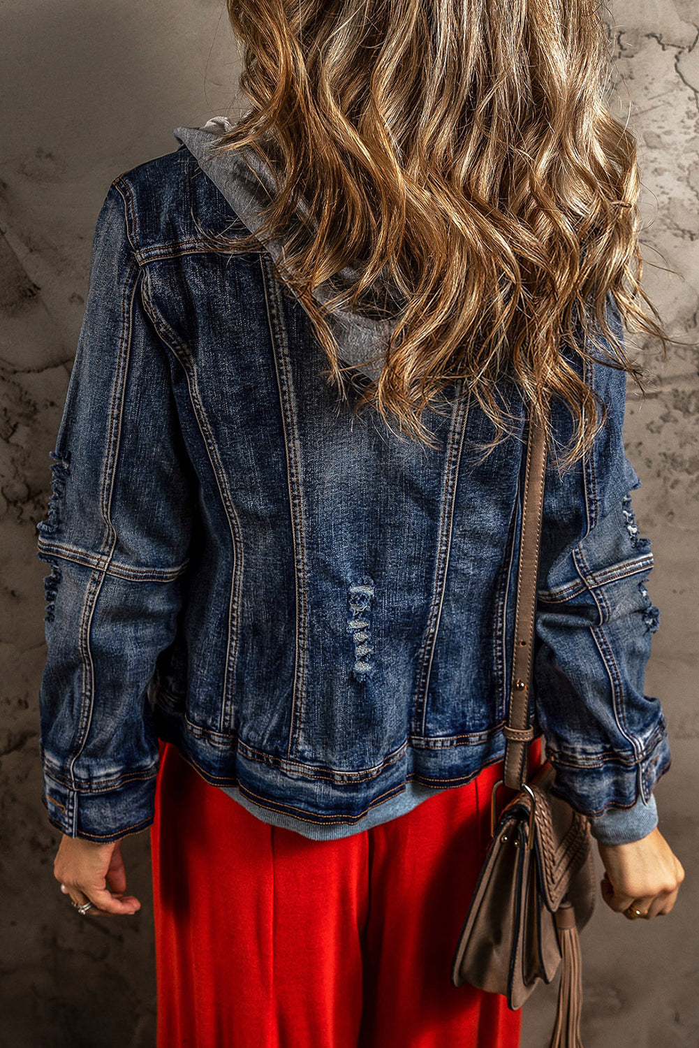 Maisie – Hooded Two-Piece Look Zip-Up Denim Jacket