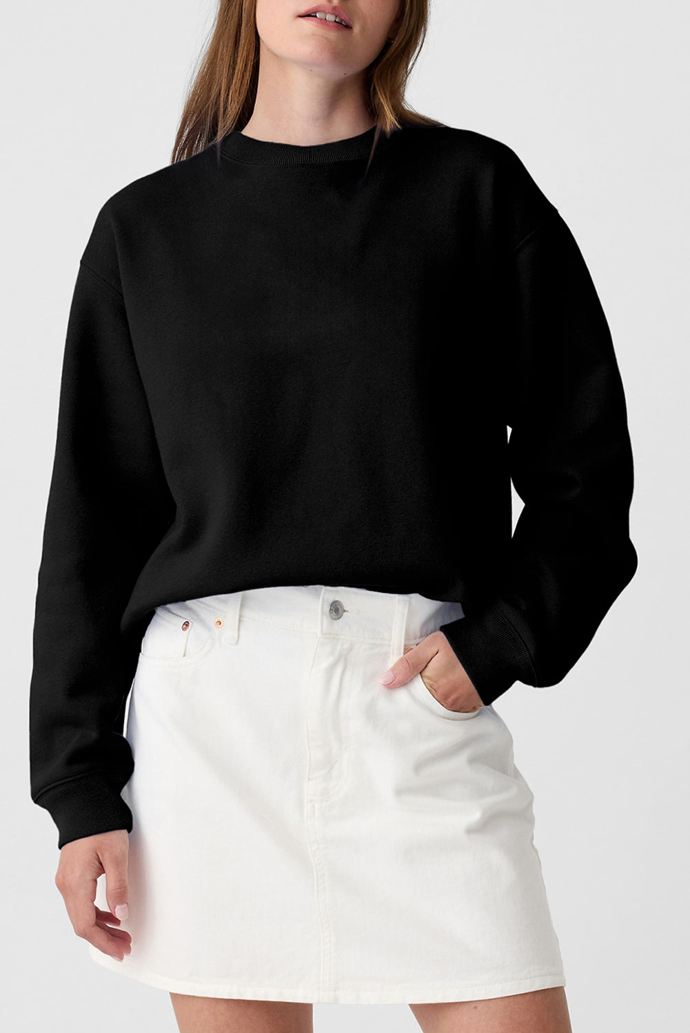 Giselle – Drop Shoulder Crewneck Pullover Sweatshirt