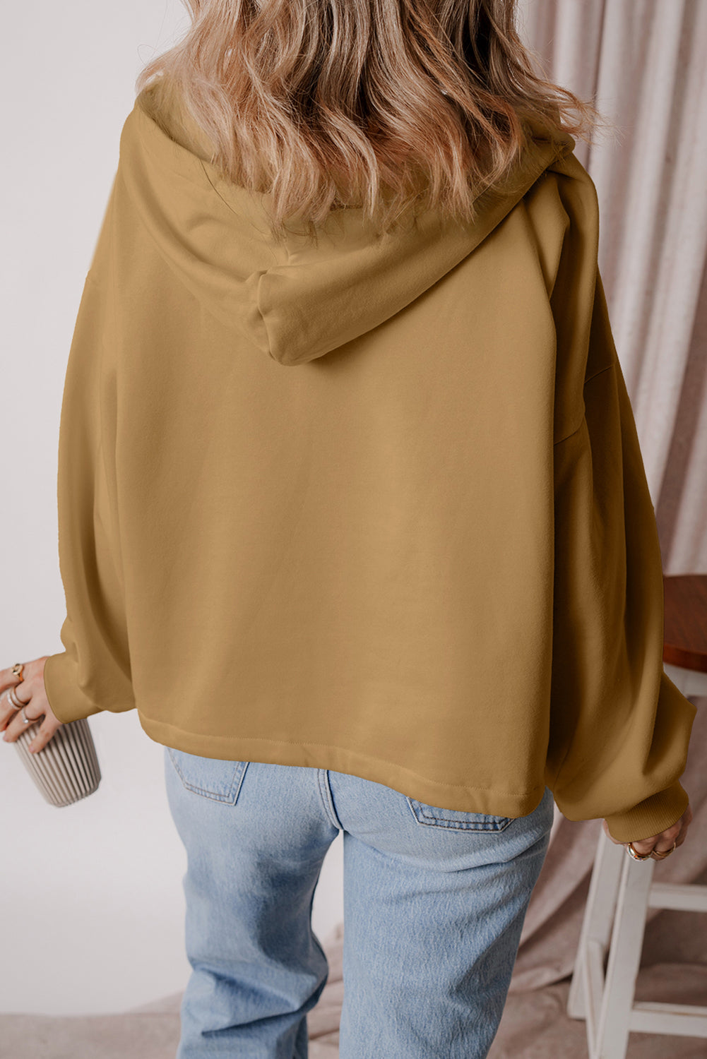 Thea – Fleece Lined Half-Zip Hoodie with Kangaroo Pocket