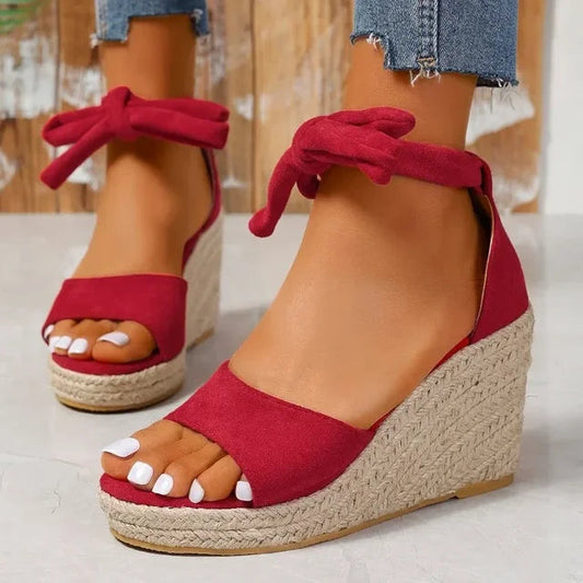 Anabelle - Espadrille Wedge Sandals with Adjustable Laces