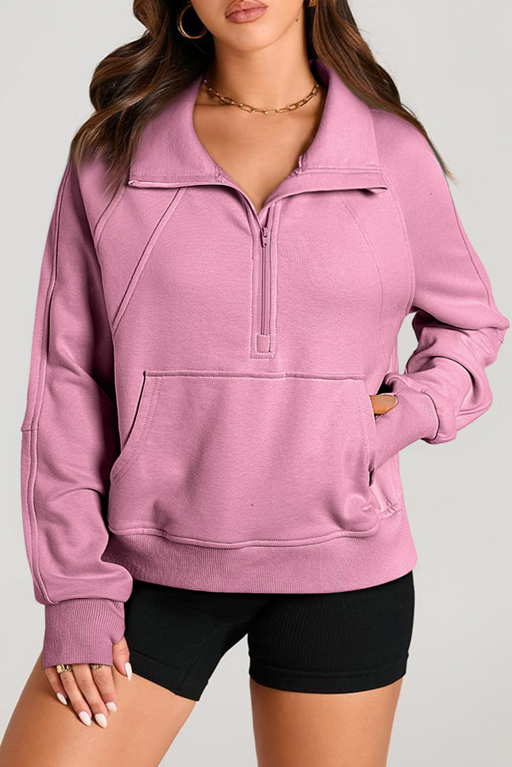 Esmeralda – Quarter Zip Stand Neck Sweatshirt