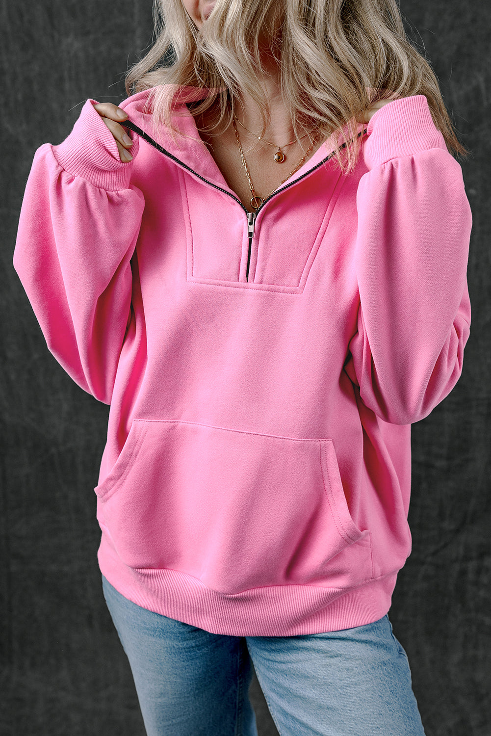 Joanna – Zip-Up Stand Neck Sweatshirt
