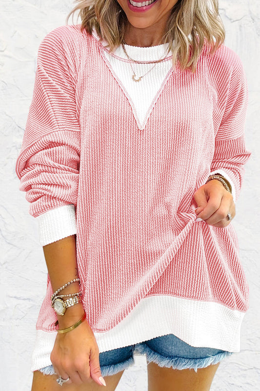 Ana – Stylish Colorblock Knit Drop Shoulder Top