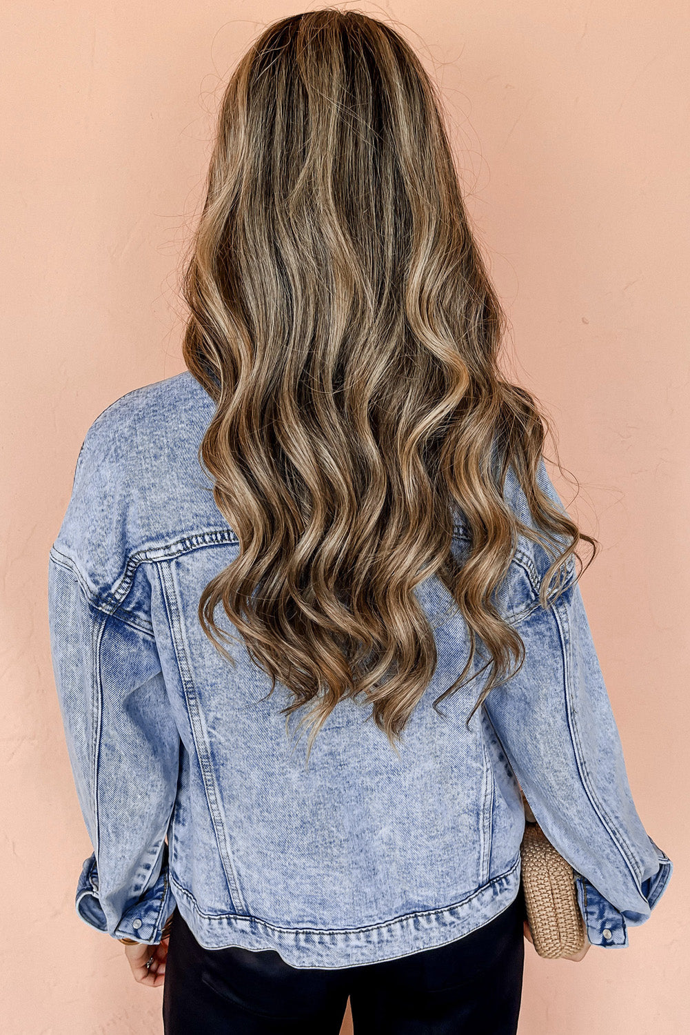 Kylie – Vintage Blue Washed Denim Jacket with Flap Pockets
