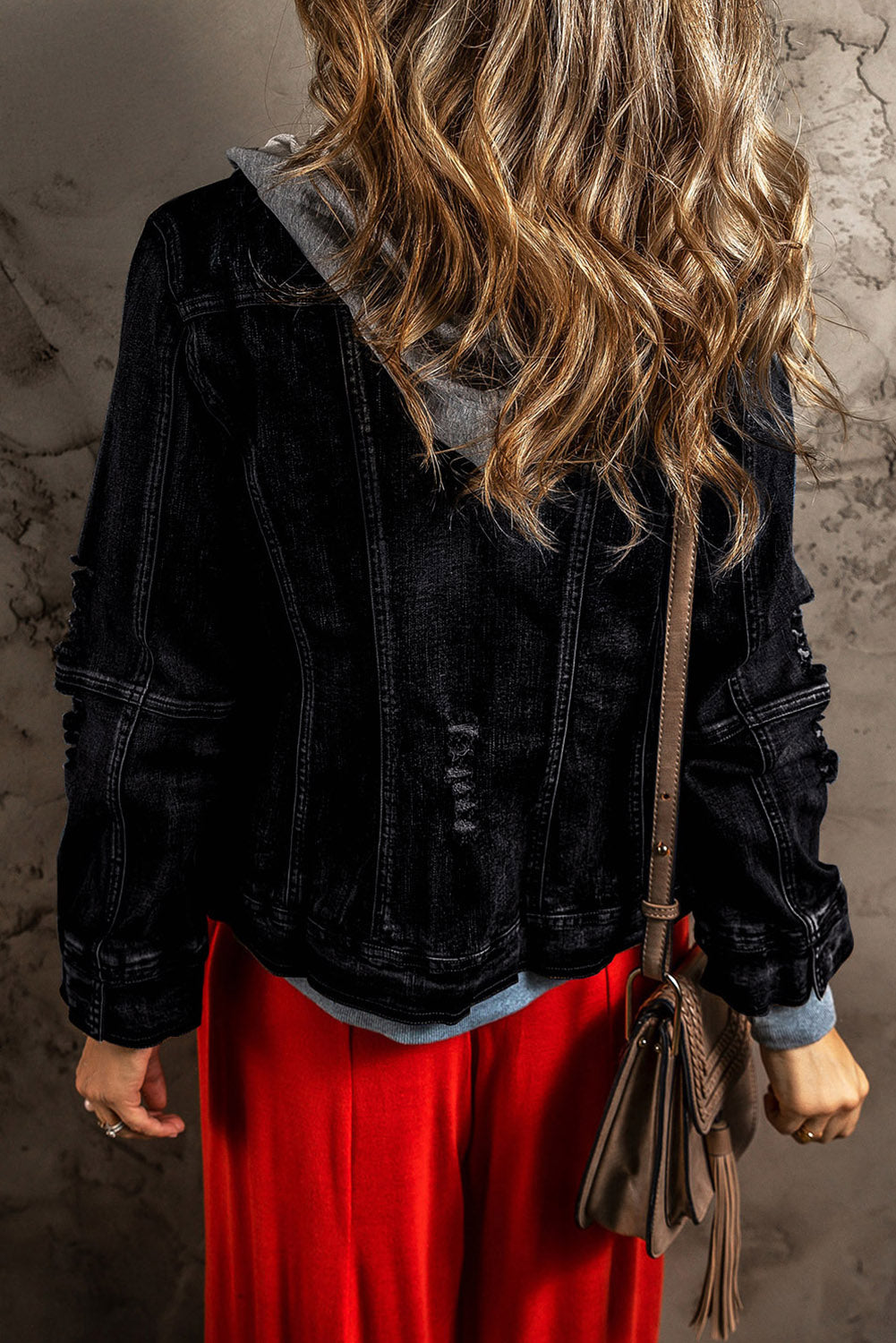 Maisie – Hooded Two-Piece Look Zip-Up Denim Jacket