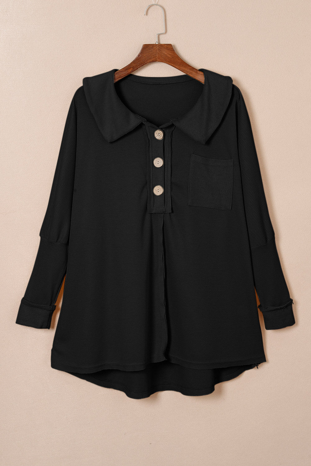 Kailani – Waffle Knit Long Sleeve Buttoned Top