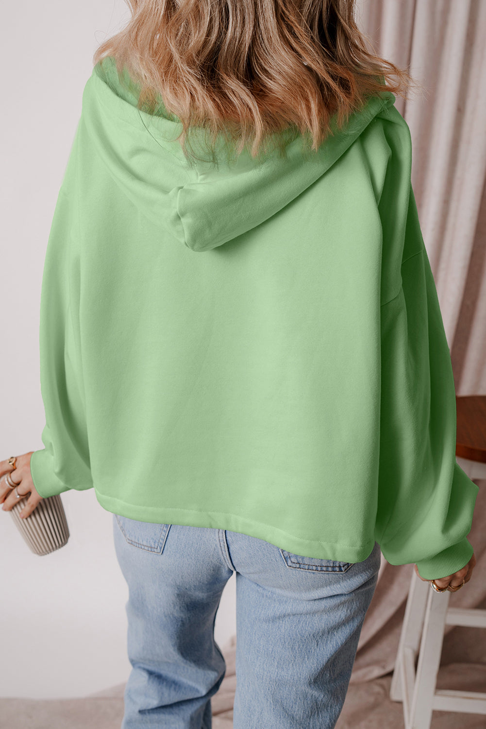 Thea – Fleece Lined Half-Zip Hoodie with Kangaroo Pocket