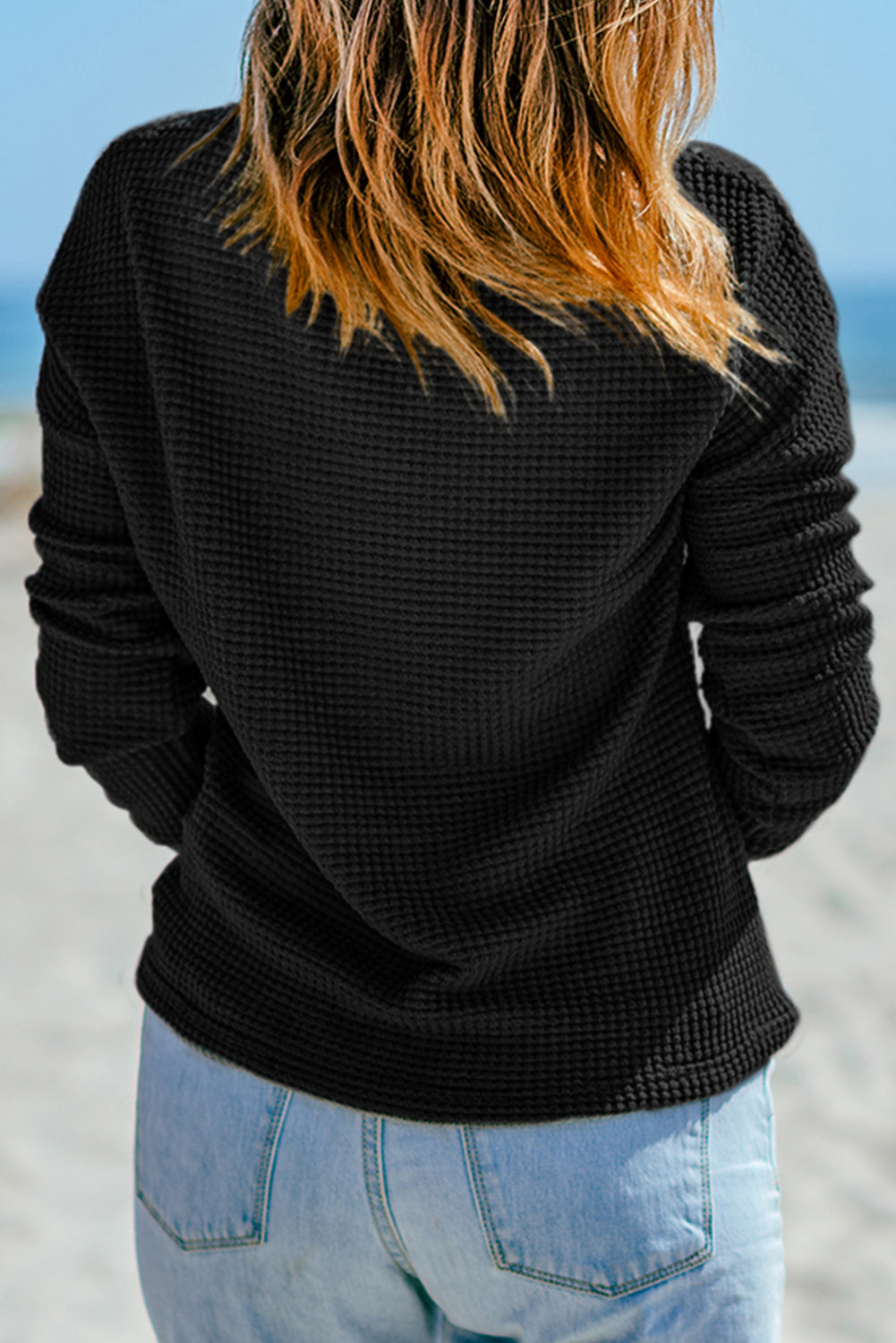 Payton – Waffle Knit Drop Shoulder Long Sleeve Top