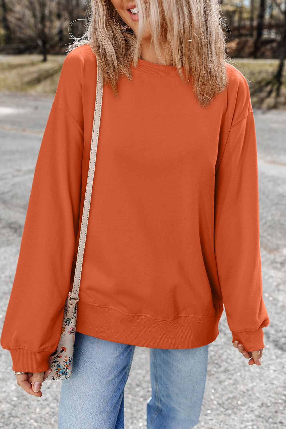 Giselle – Drop Shoulder Crewneck Pullover Sweatshirt