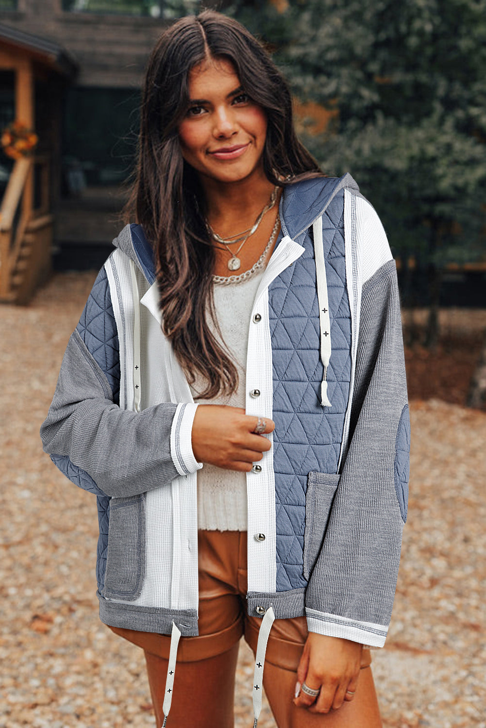 Elianna – Quilted Patchwork Loose Fit Hooded Jacket