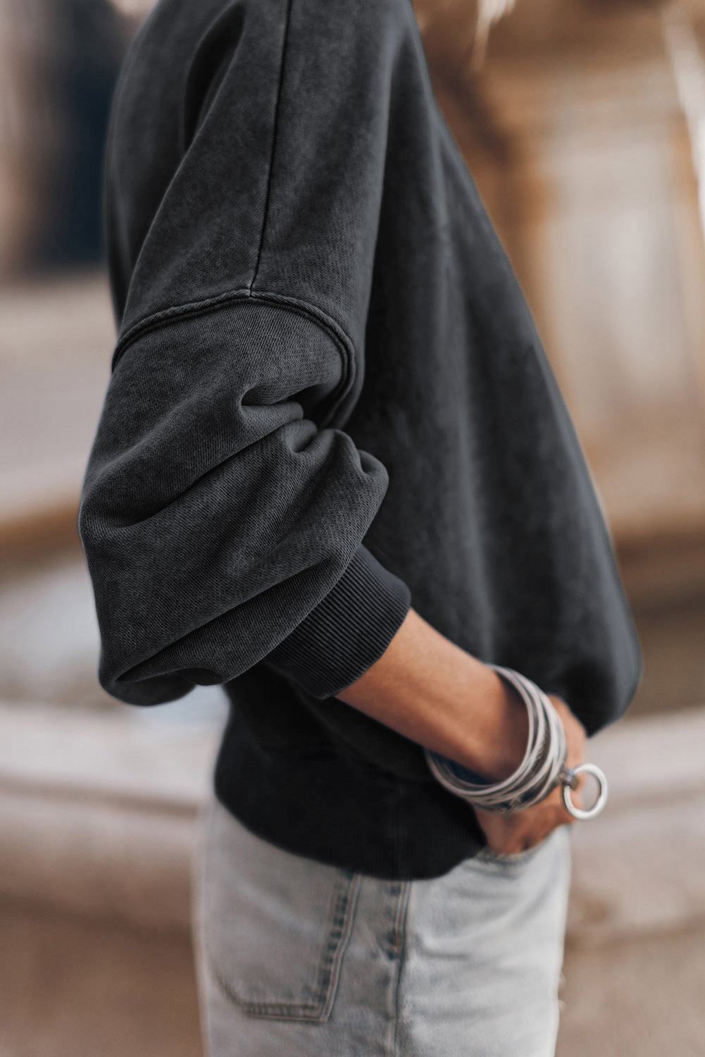 Adriana – Drop Shoulder Vintage Wash Pullover Sweatshirt