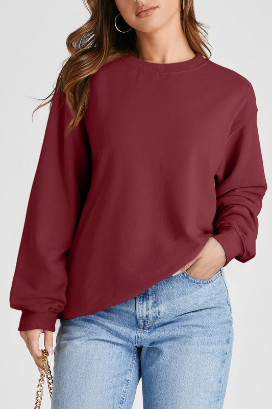 Giselle – Drop Shoulder Crewneck Pullover Sweatshirt