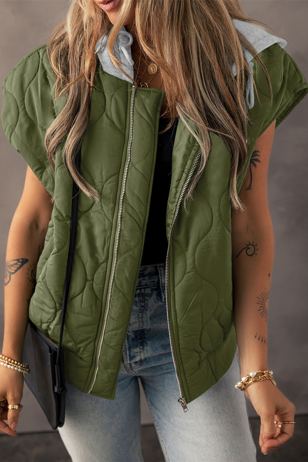 Rosemary – Quilted Zip-Up Hooded Puffer Vest