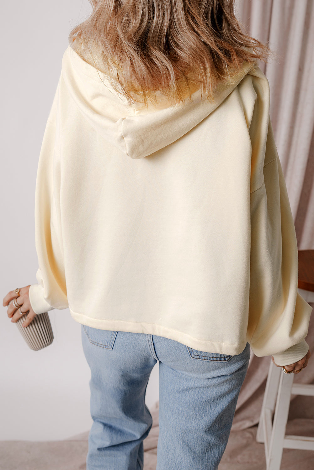 Thea – Fleece Lined Half-Zip Hoodie with Kangaroo Pocket