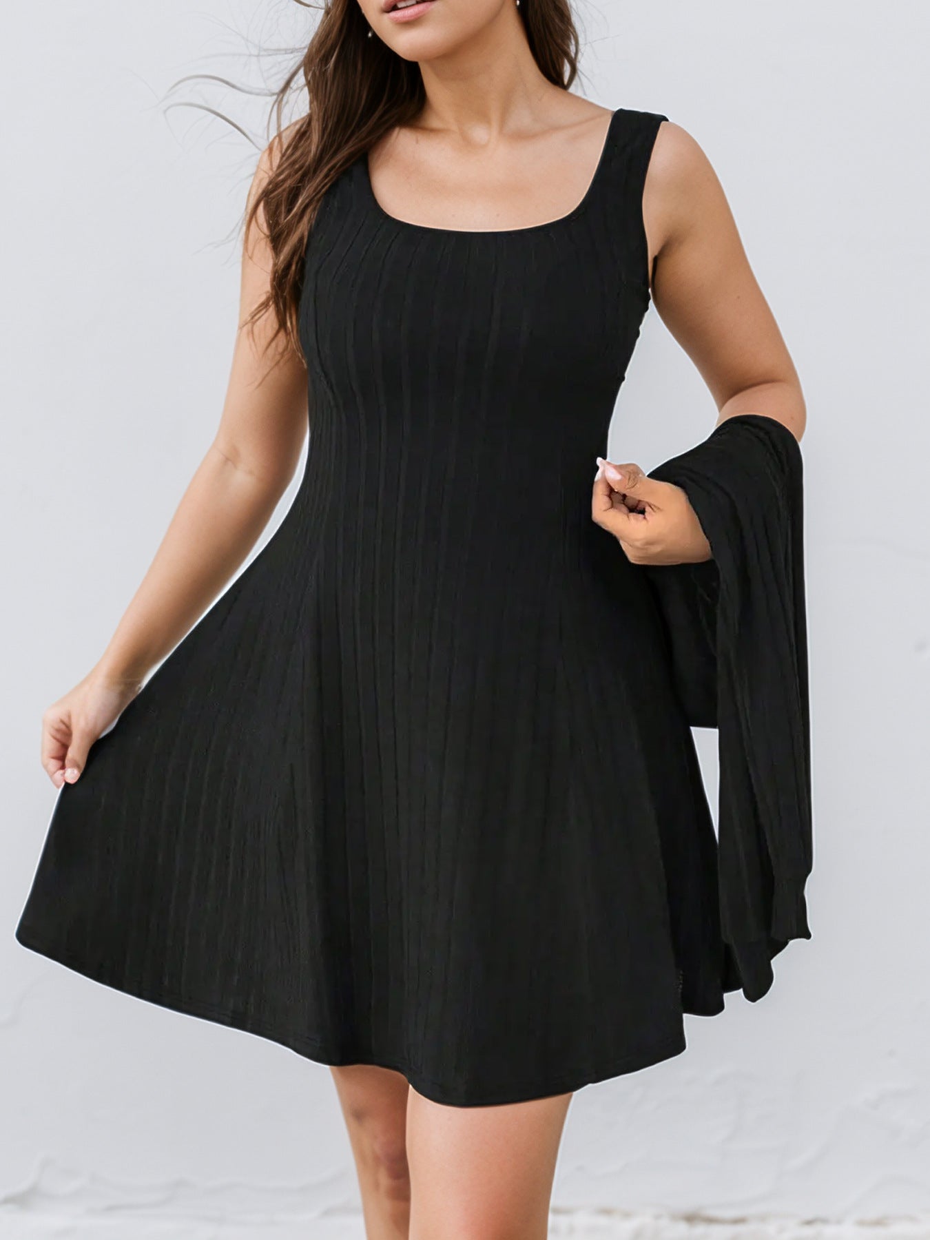 Lainey – Plus Size Ribbed Two-Piece Dress Set