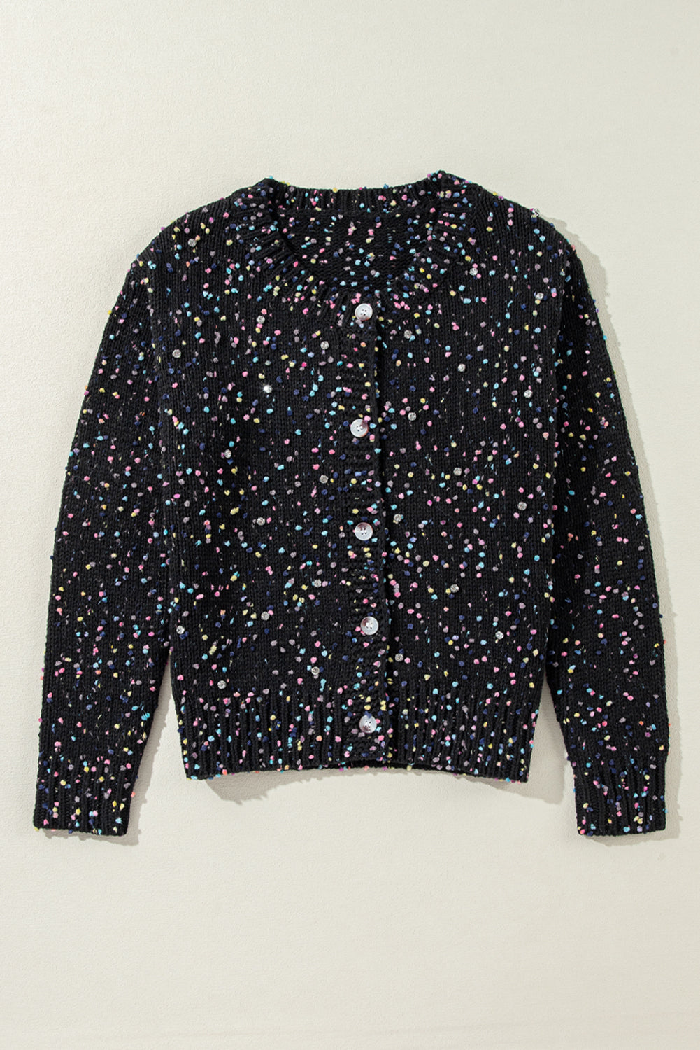 Kendall – Rhinestone Embellished Confetti Knit Cardigan Sweater