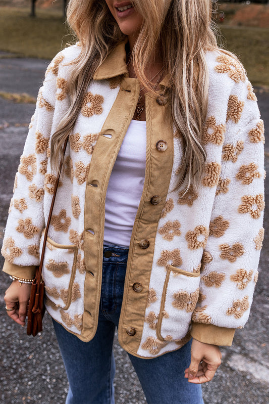 Kali – Button-Up Fleece Jacket with Floral Pattern