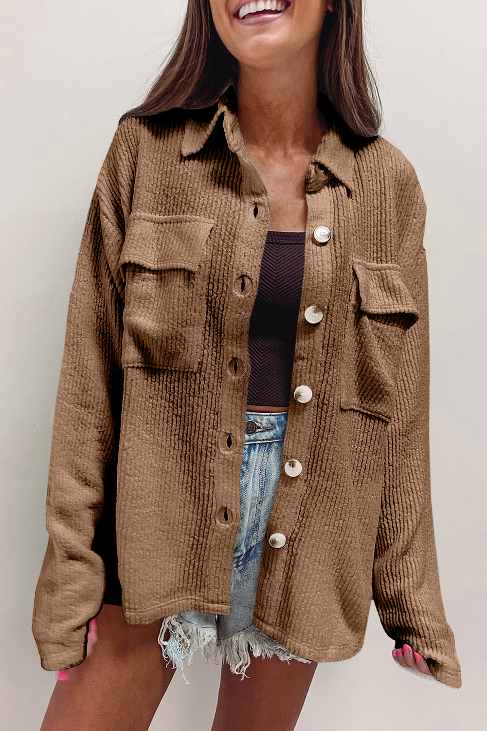 Viviana – Women's Corduroy Long Sleeve Shacket