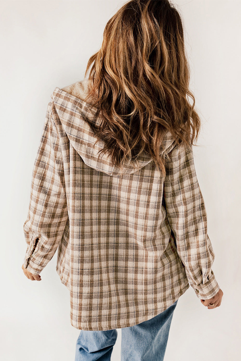 Juliet – Plaid Sherpa Lined Hooded Shacket